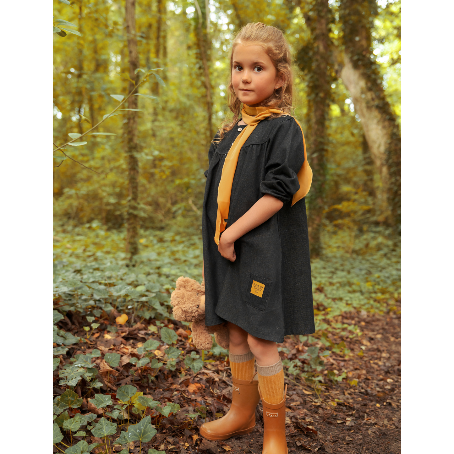 Bondoux Yellow N Denim Girls Dress