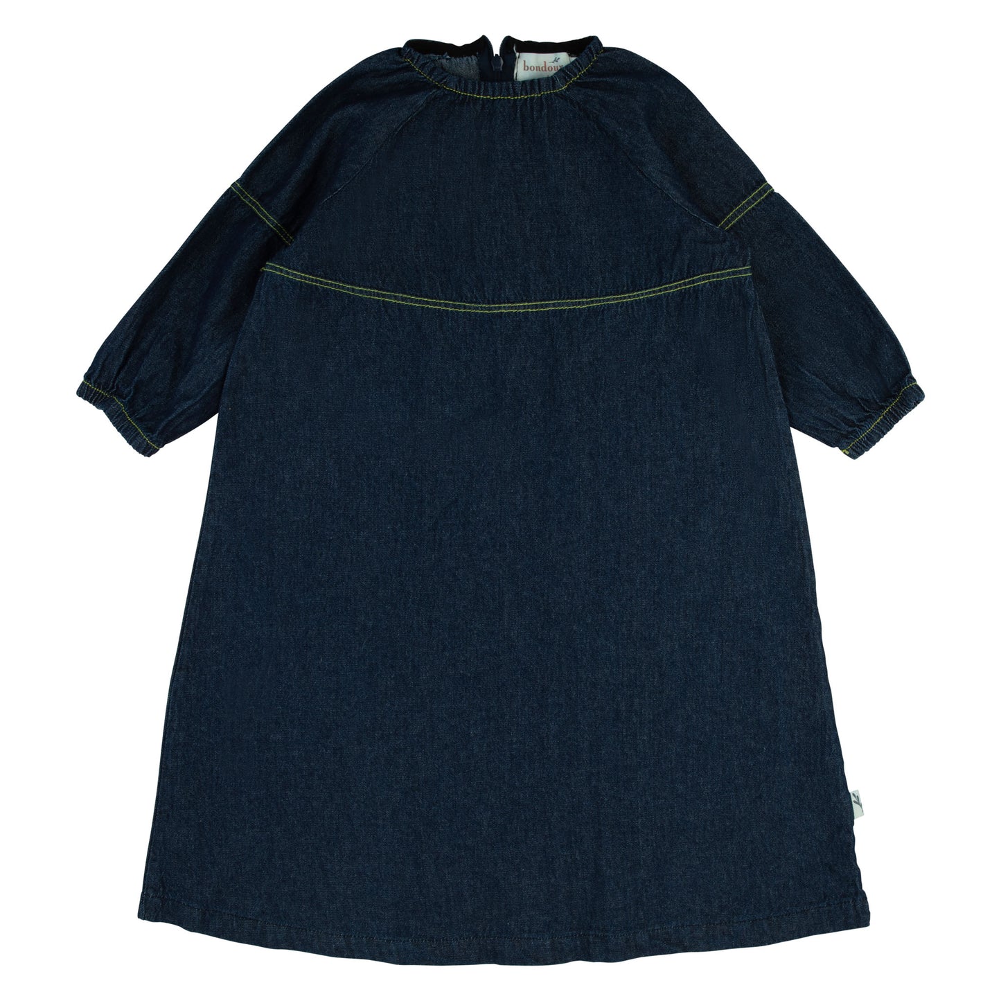Bondoux Denim & Yellow Dress 3/4 sleeves