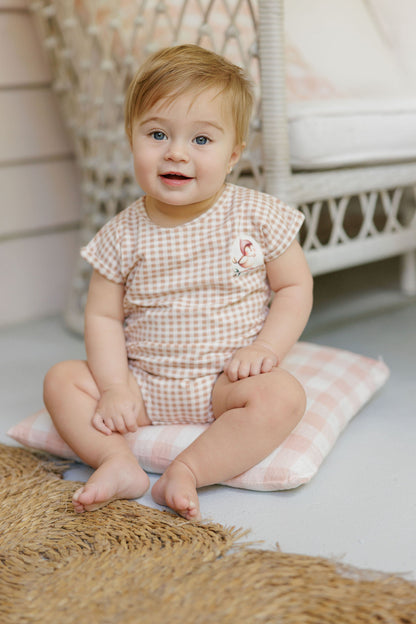 Ely's & Co. Cotton Owl Gingham Romper (girl)