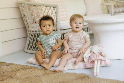 Ely's & Co. Cotton Owl Gingham Romper (girl)