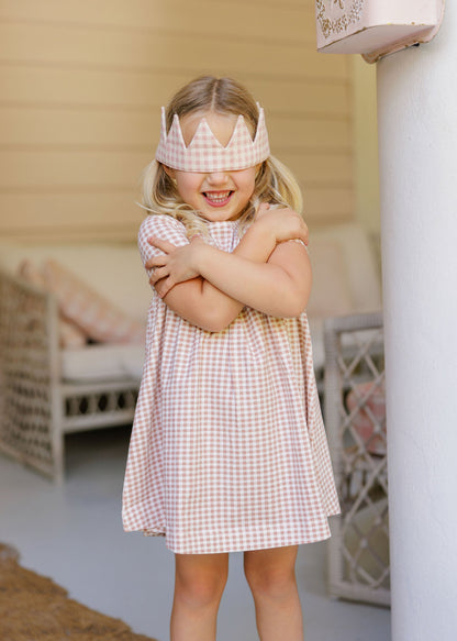 Ely's & Co. Cotton Owl Gingham Short Sleeve Dress