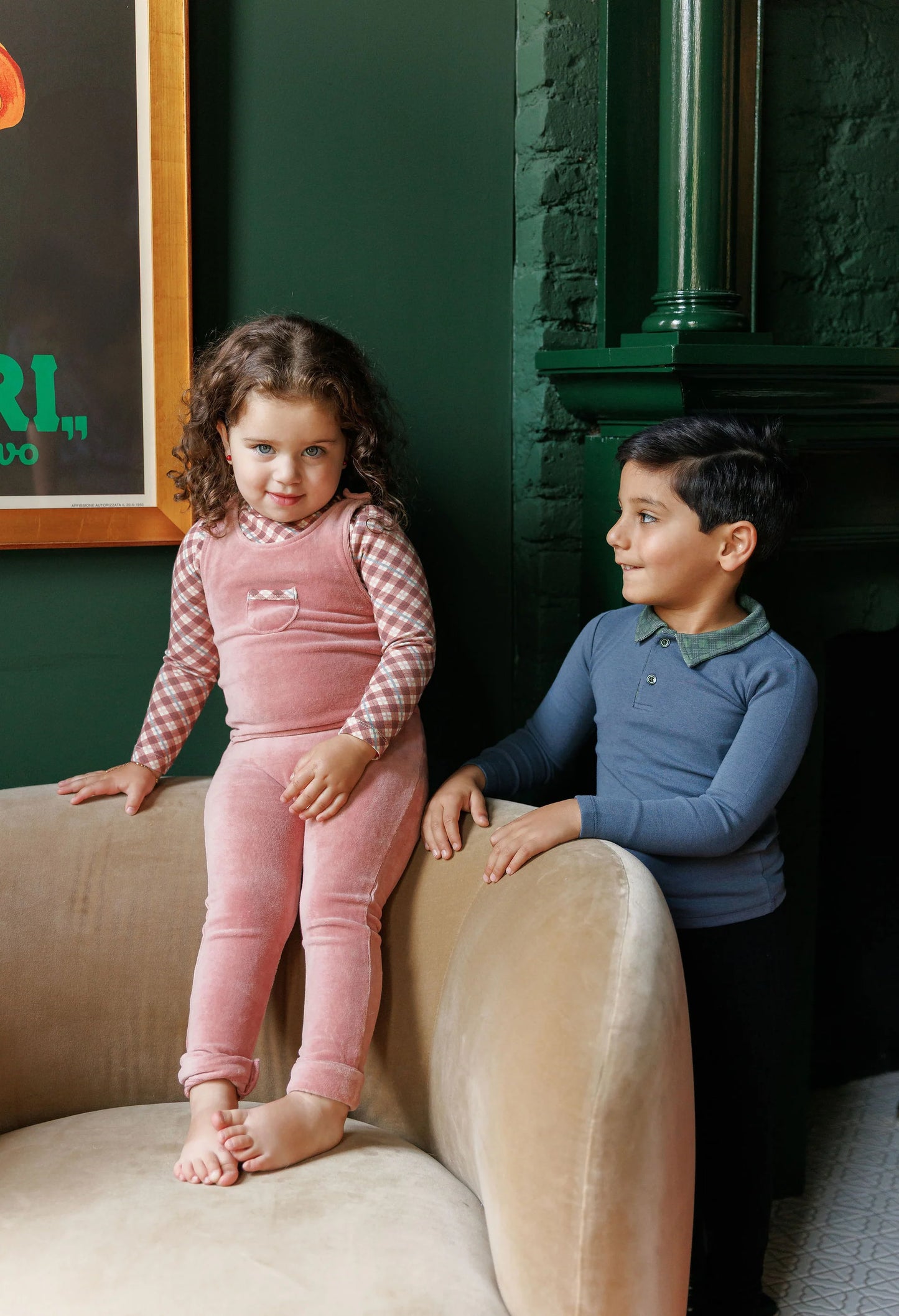 Ely's & Co Plaid Bear Overall & Turtleneck (girl)
