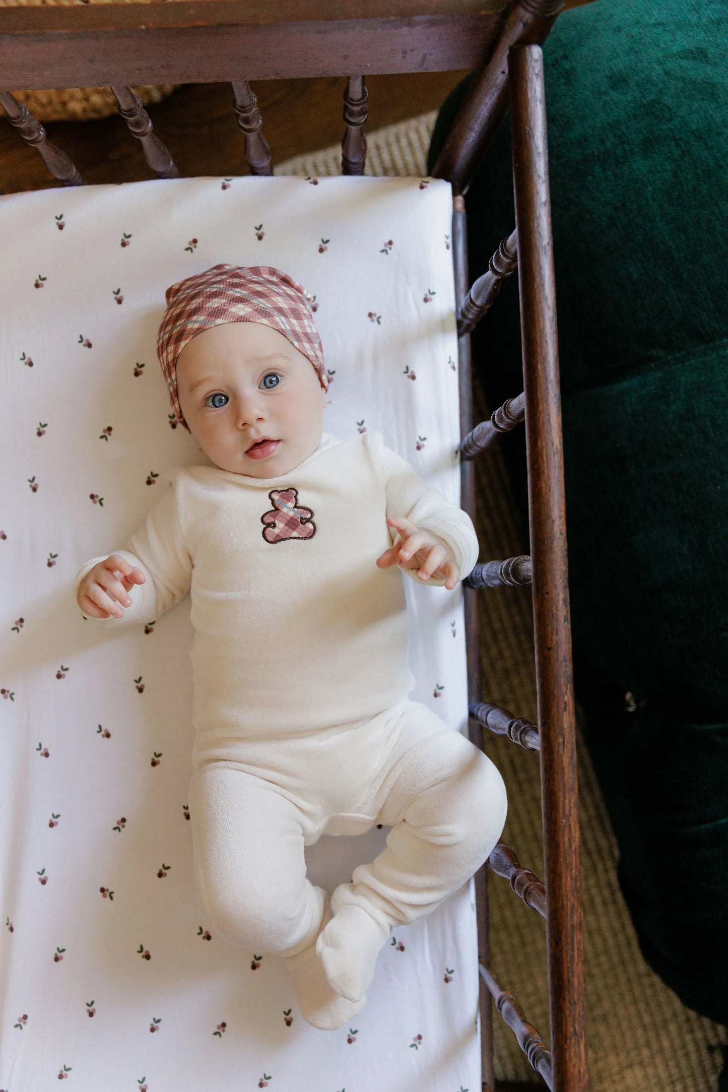Ely's & Co Velour Plaid Bear 3pc Set (Girl)