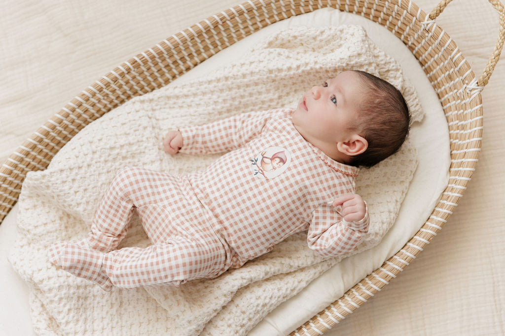 Ely's & Co. Cotton Owl Gingham Footie (girl)