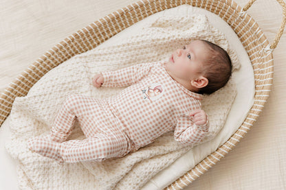 Ely's & Co. Cotton Owl Gingham Footie (girl)