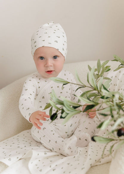 Ely's & Co Floral Pointelle Footie & Beanie