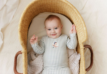 Ely's & Co. Cotton Owl Gingham  Footie & Beanie