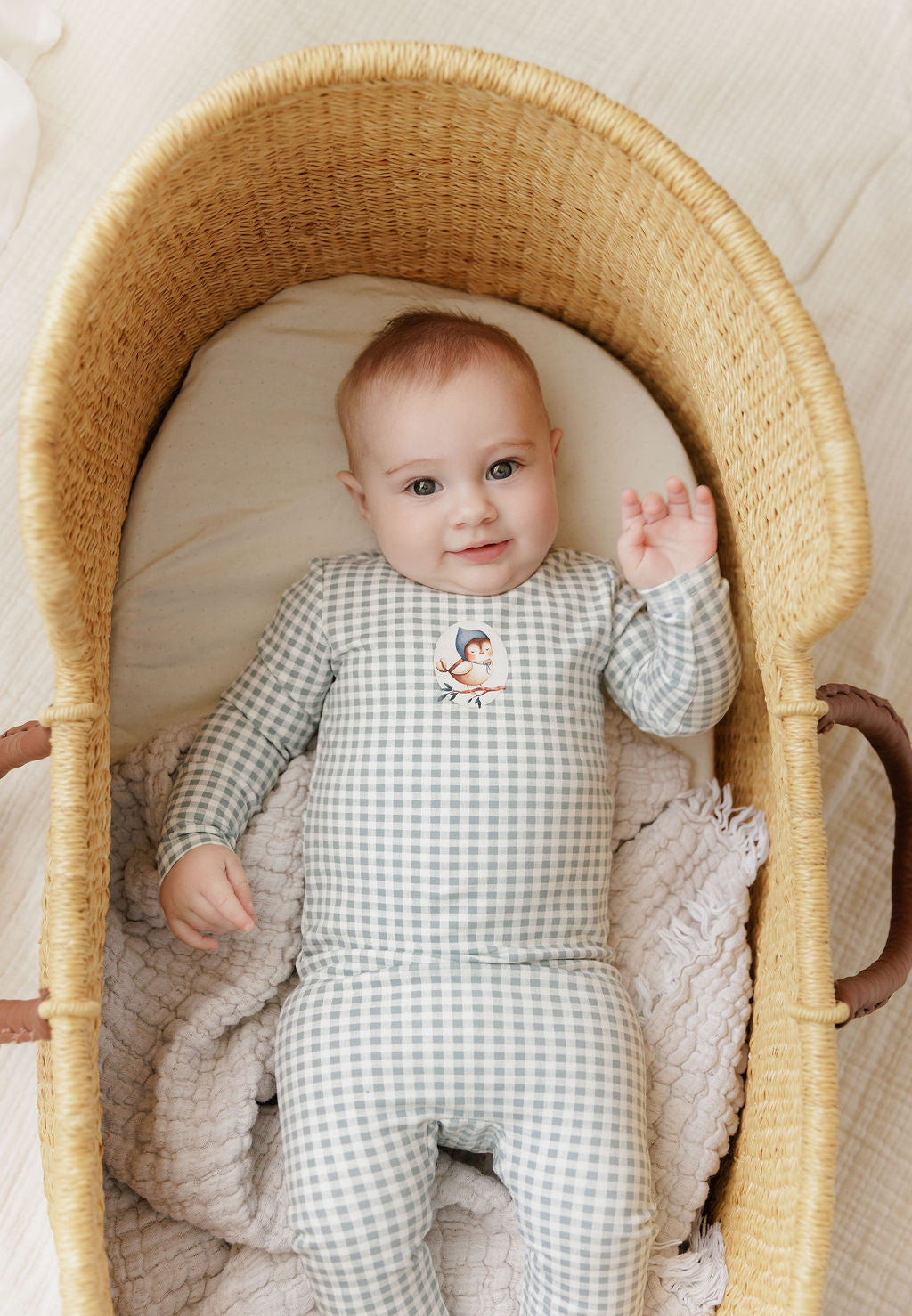 Ely's & Co. Cotton Owl Gingham Footie