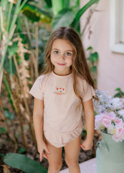 Ely's & Co Floral Stripe Tshirt & Bloomer