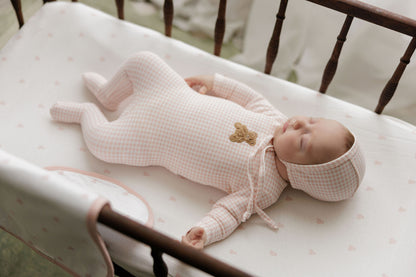 Ely's & Co Gingham Teddy Girl Footie & Bonnet