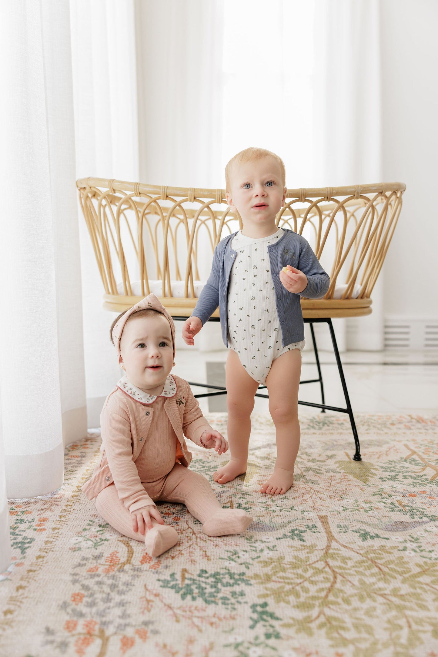 Ely's & Co Floral Embroidered Collar Romper (girl)