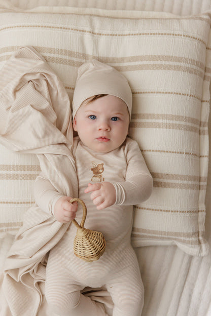 Ely's & Co Organic Bear Footie + Beanie (girl)