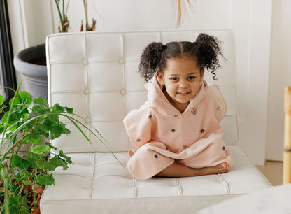 Ely's & Co Printed Terry Hooded Poncho (Pink, 3t-4t)