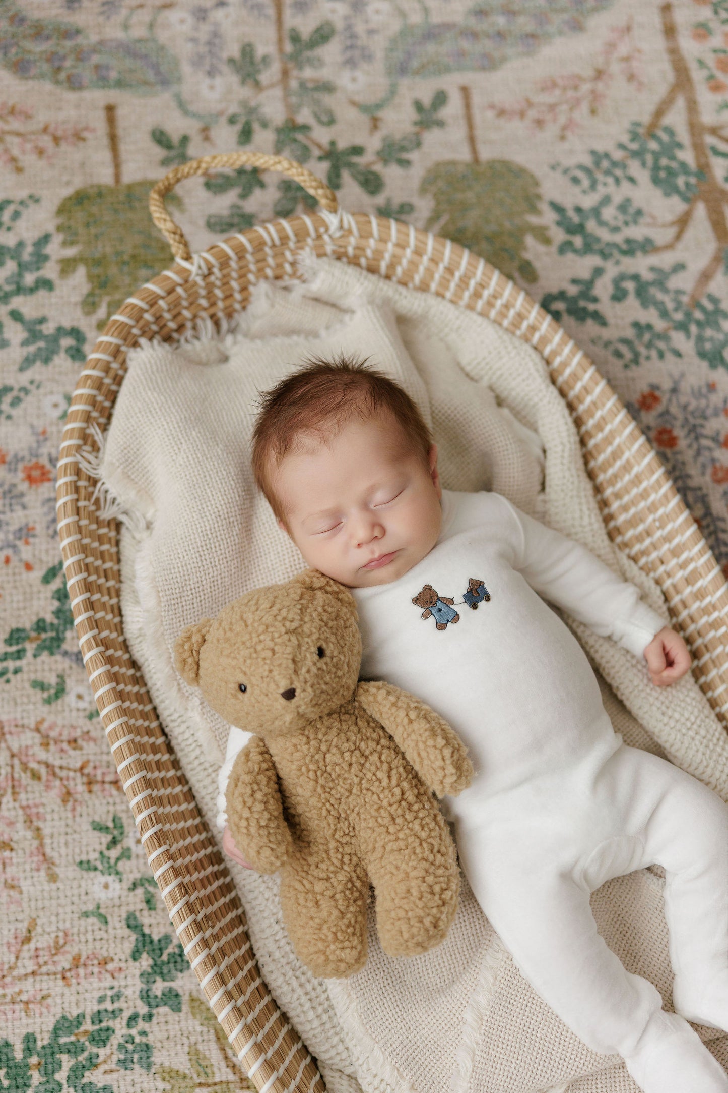 Aurora Embroidered Bear Footie & Beanie