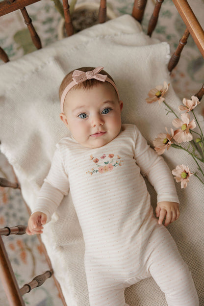 Ely's & Co Floral Stripe Footie & Beanie (girl)