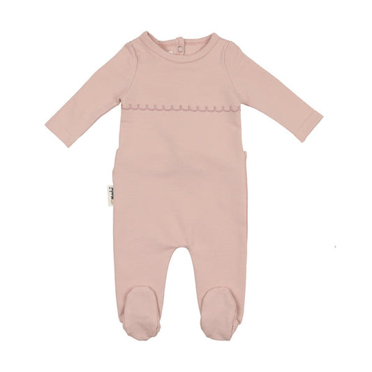 Maniere Embroidered Yoke Footie (girl)
