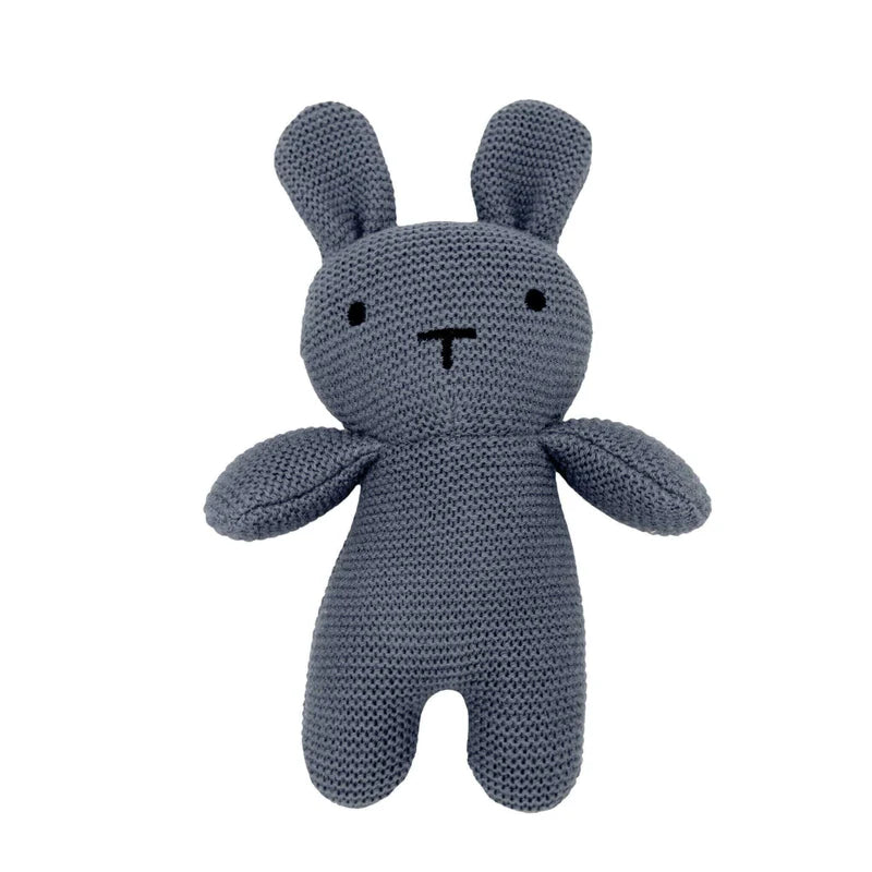 Kidu 100% Organic Cotton Knitted Blue Baby Blanket & Bunny Set