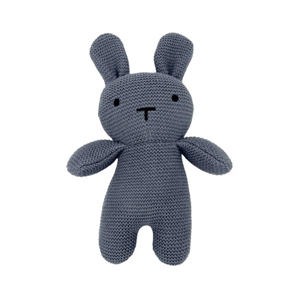 Kidu 100% Organic Cotton Knitted Blue Baby Blanket & Bunny Set