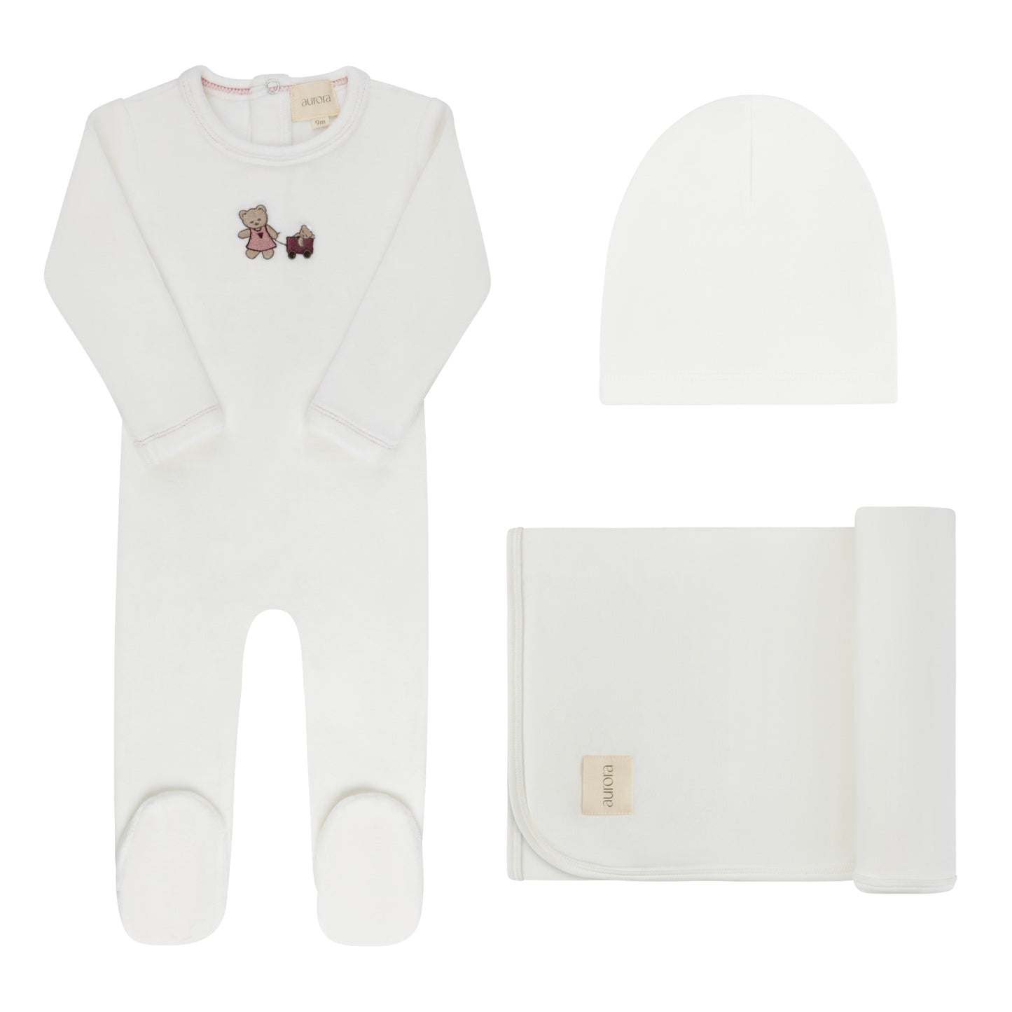 Aurora Embroidered Bear 3 Pc Set (g)