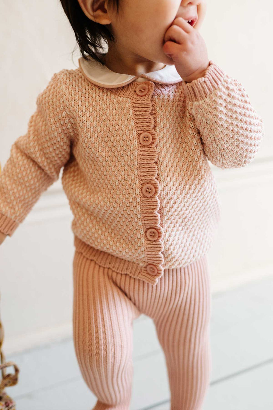 Loom Bubble Knit Ribbed Overalls Girl