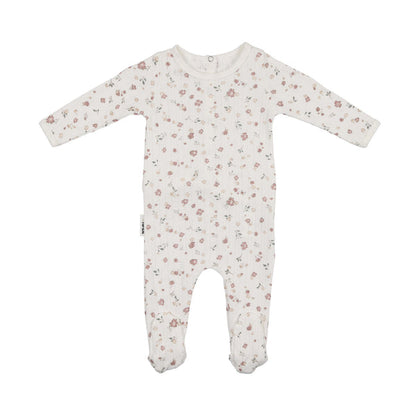 Maniere Pointelle Petals Footie (girl)