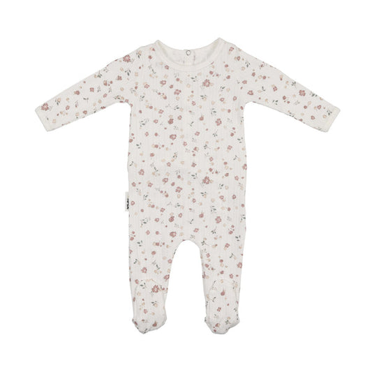 Maniere Pointelle Petals Footie (girl)