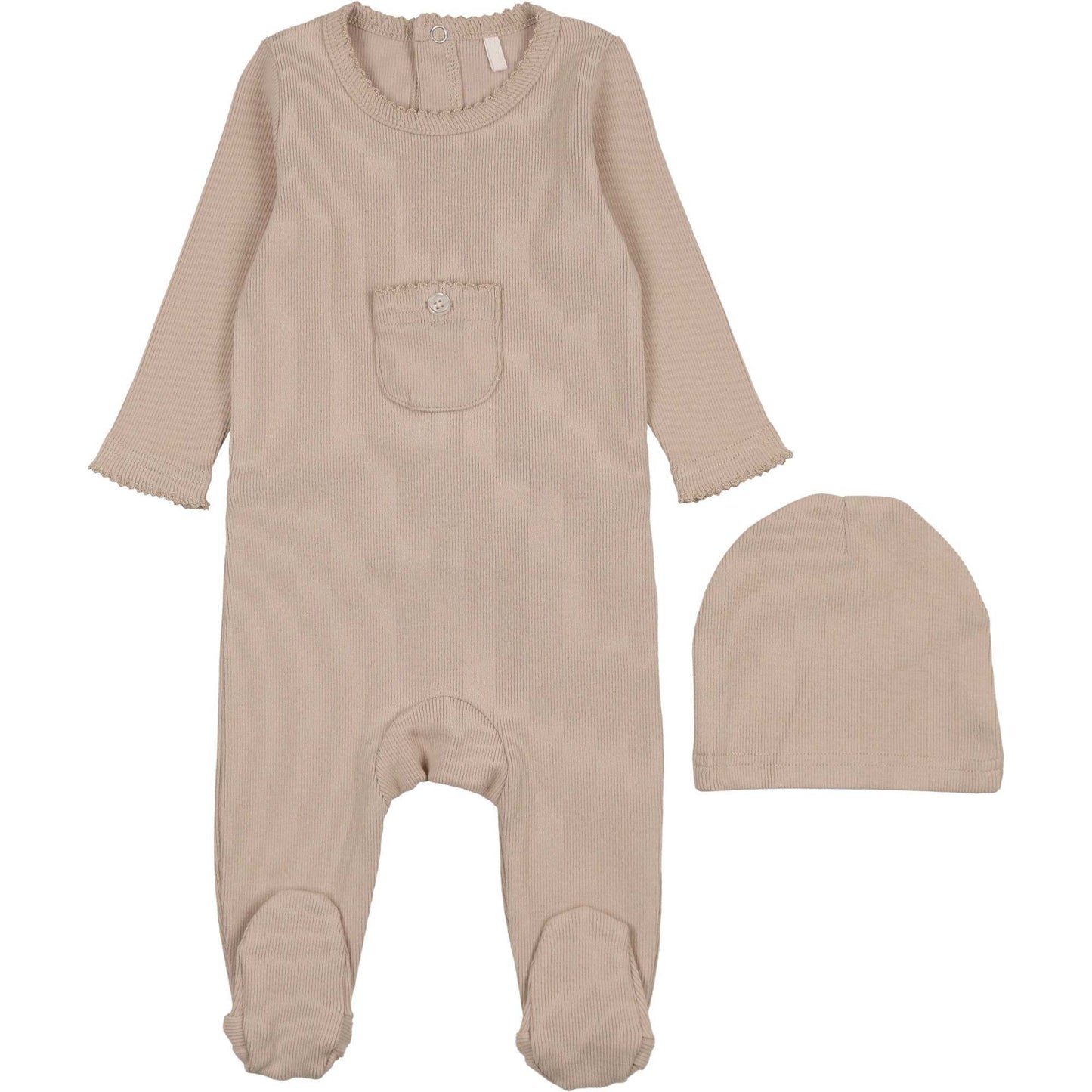 Pouf Ribbed Pocket Footie & Hat