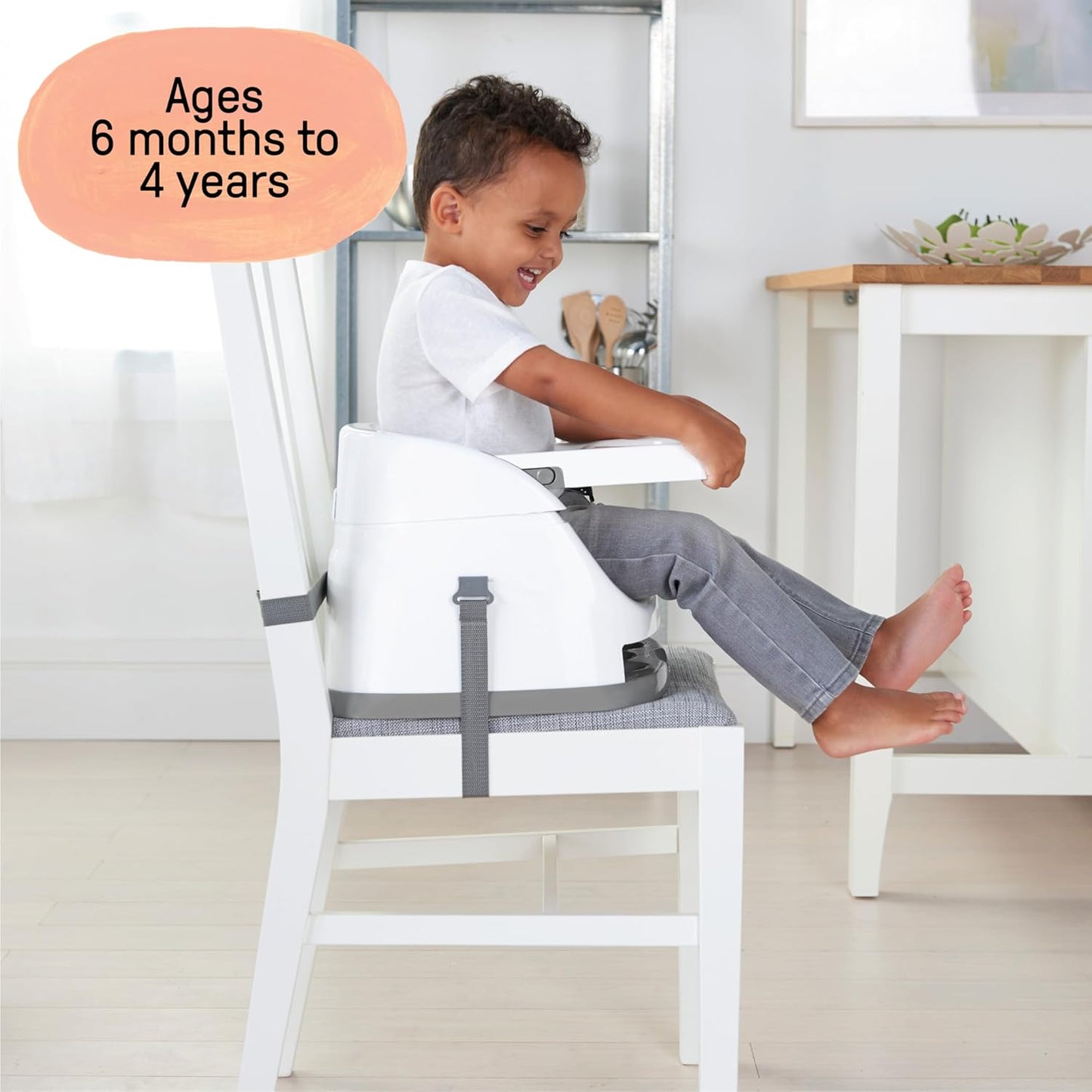 Ingenuity Baby 2-in-1 Booster Seat with Self-Storing Tray (Slate)