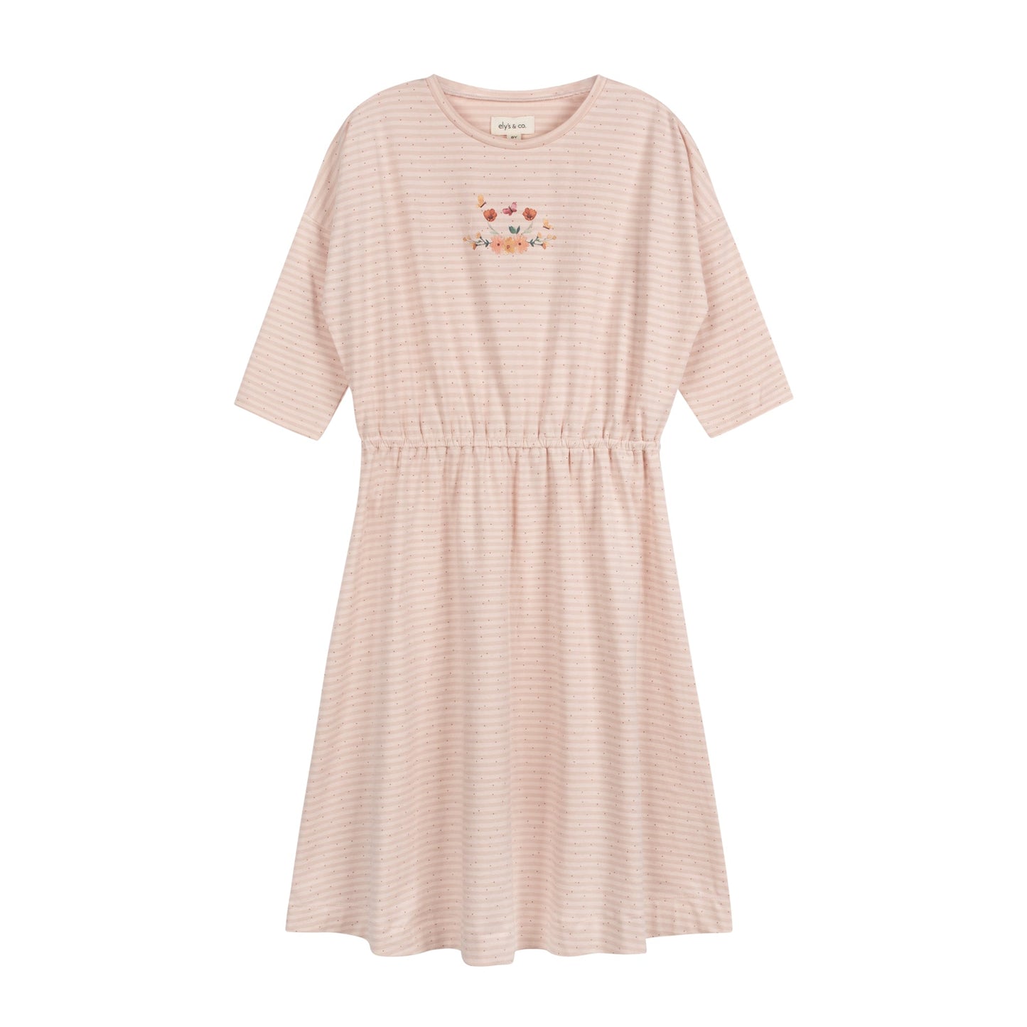 Ely's & Co Floral Stripe 3/4 Sleeve dress