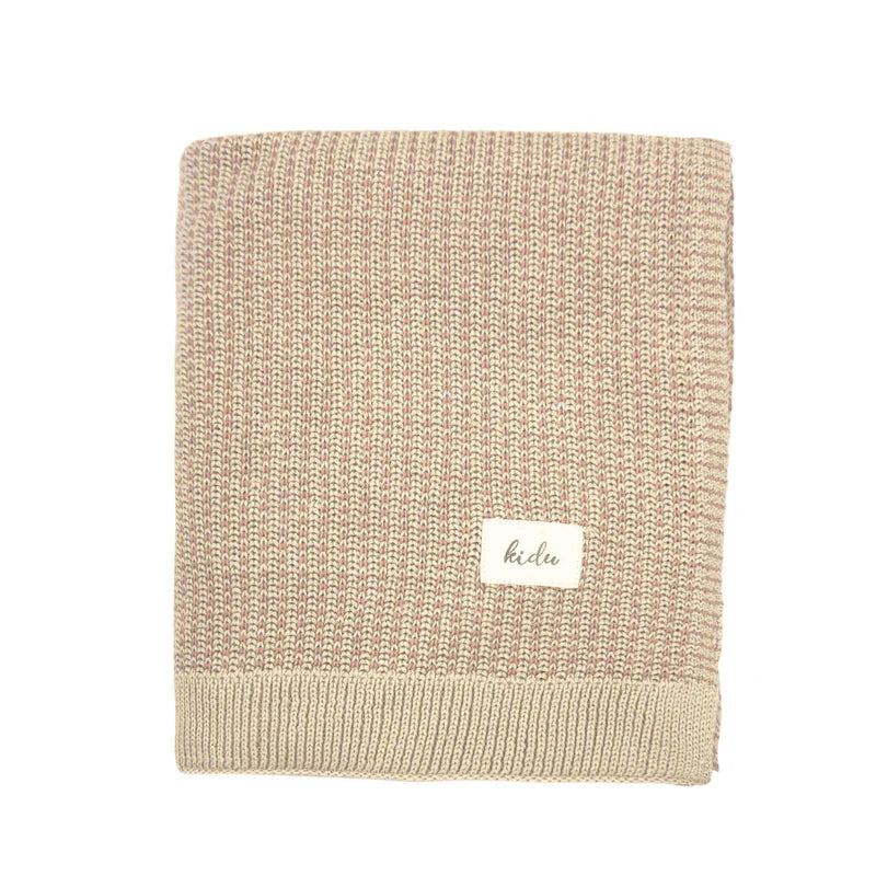 Kidu 100% Organic Cotton Knitted Pink Baby Blanket & Bunny Set