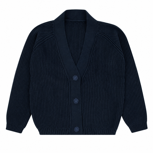Rompp Printed Corduroy Navy Cardigan