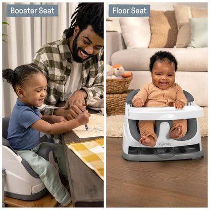 Ingenuity Baby 2-in-1 Booster Seat with Self-Storing Tray (Slate)