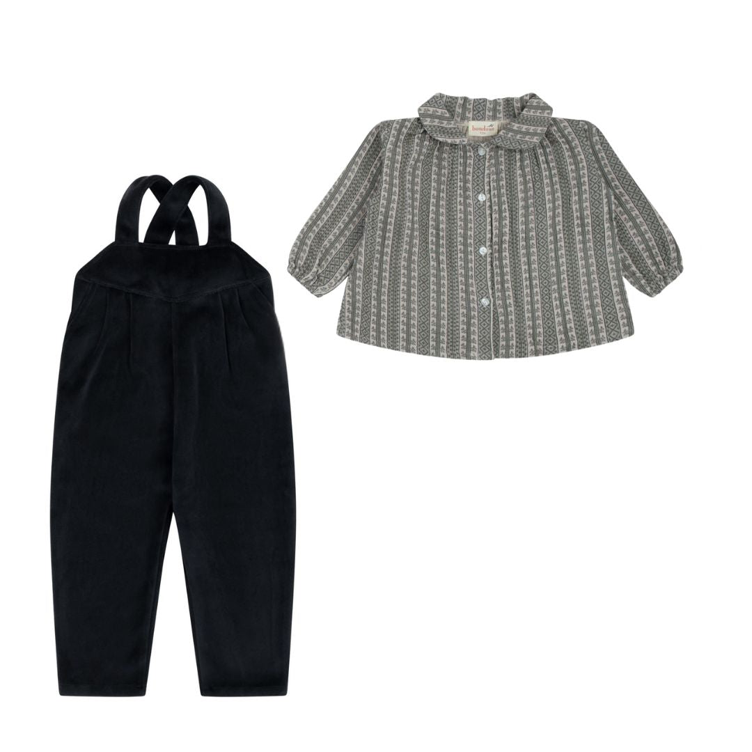 Bondoux Printed Velour Romper Set