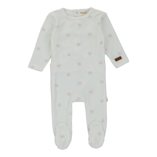 Bondoux  Rope Print White Velour Footie Girl