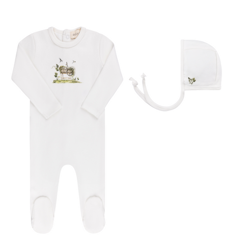 Ely's & Co Watercolor Cradle Footie & Bonnet