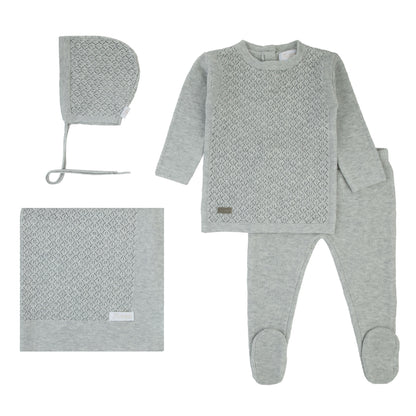 Rompp Vest Grey Knit 2pc Set+Bonnet (Boy)