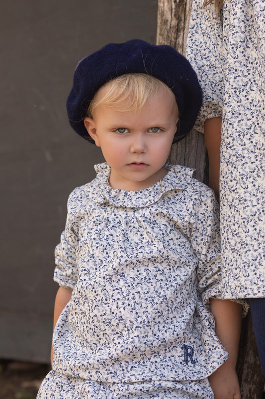 Rompp Printed Corduroy Ruffle Top