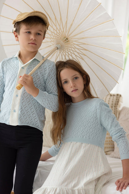 Miss Mini Pointelle Knit Shabbos Boy Shirt