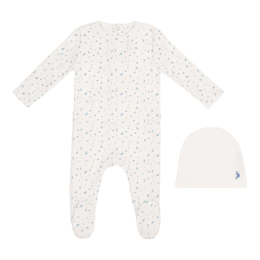 Mini Label Bird Over Print Footie & Hat