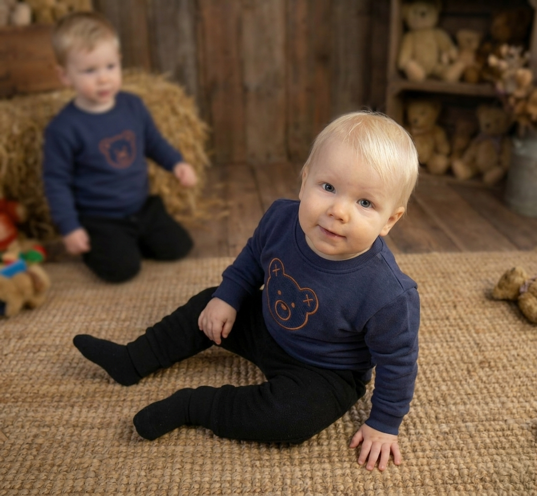 Tiny Too Boys Navy Teddy Bear Patch Top