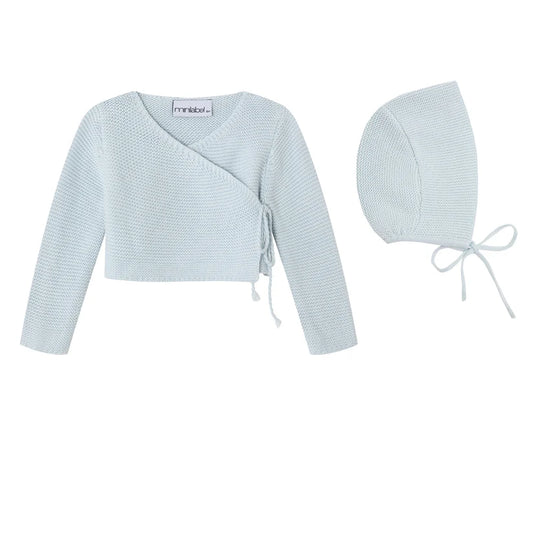 Mini Label Knit Wrap Cardigan & Bonnet