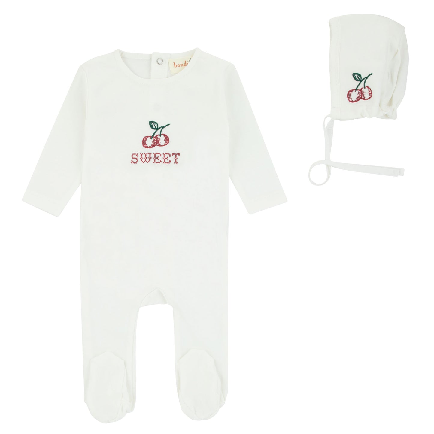 Bondoux Cherry Footie & Bonnet
