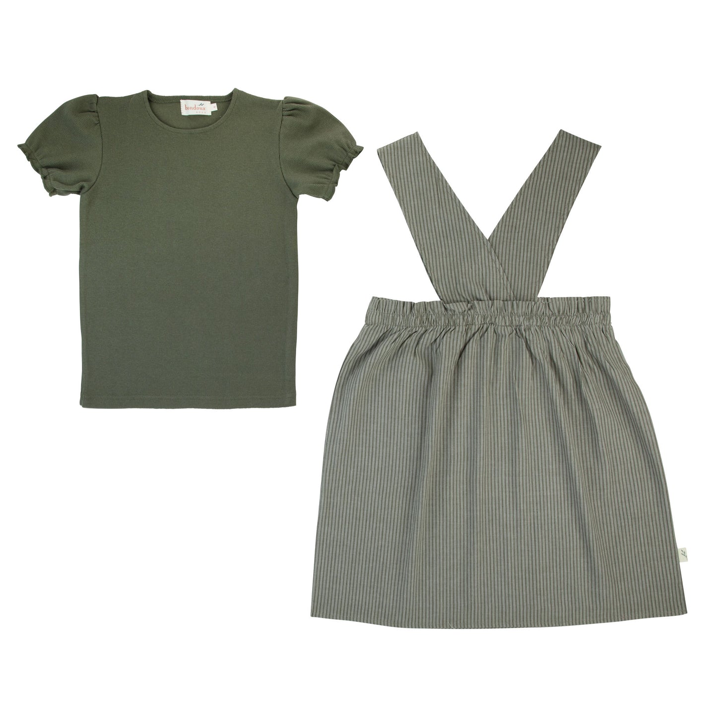 Bondoux Pin-Striped Girls Dress Short Sleeve