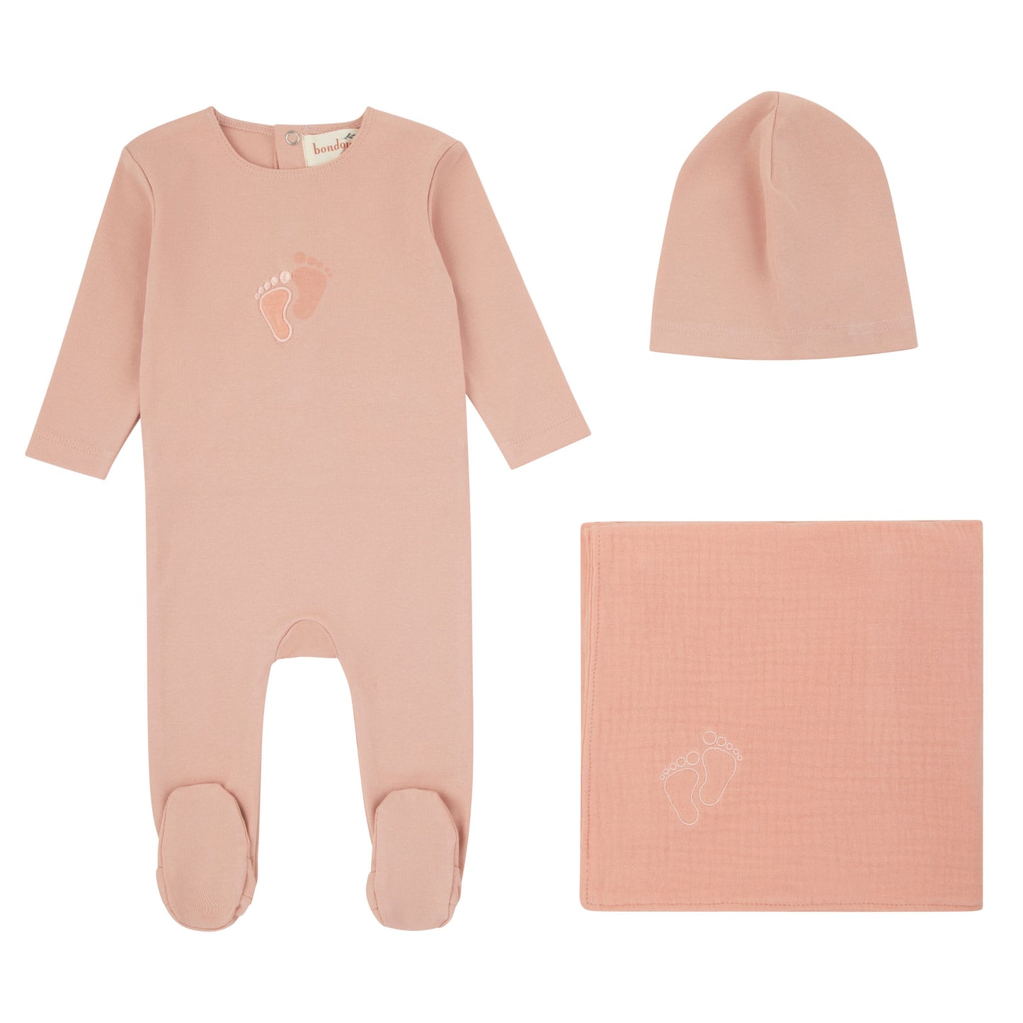 Bondoux Foot Print 3pc Layette Set
