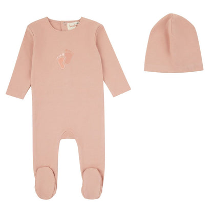 Bondoux Foot Print Footie & Hat (girl)