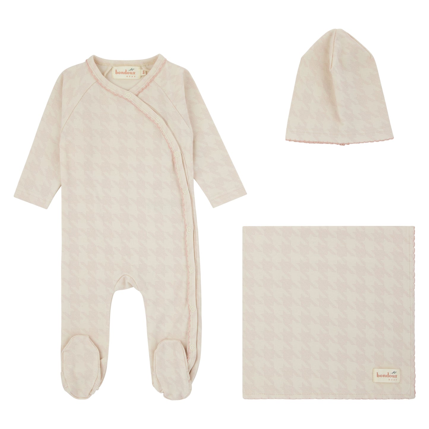 Bondoux Houndstooth 3pc Layette Set