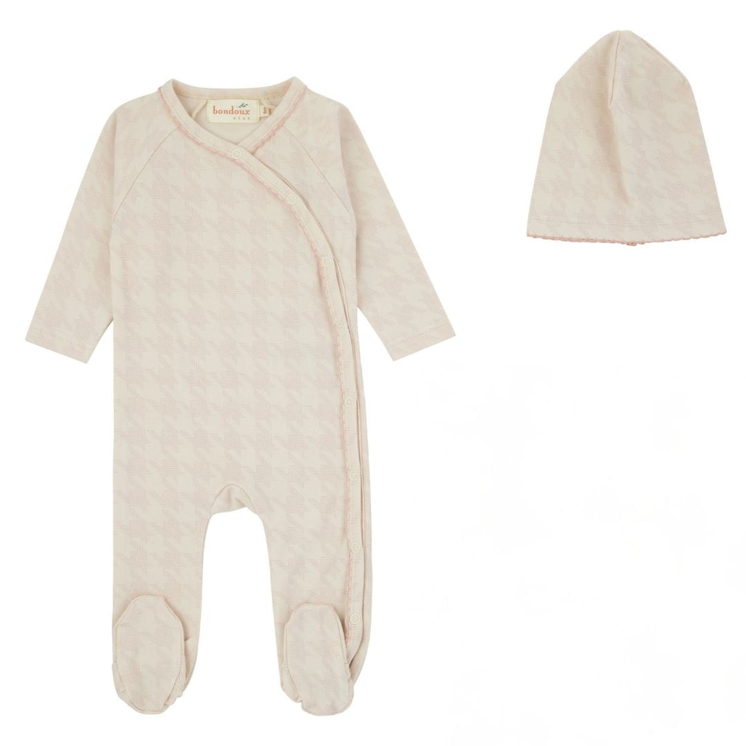 Bondoux Houndstooth Footie & Hat