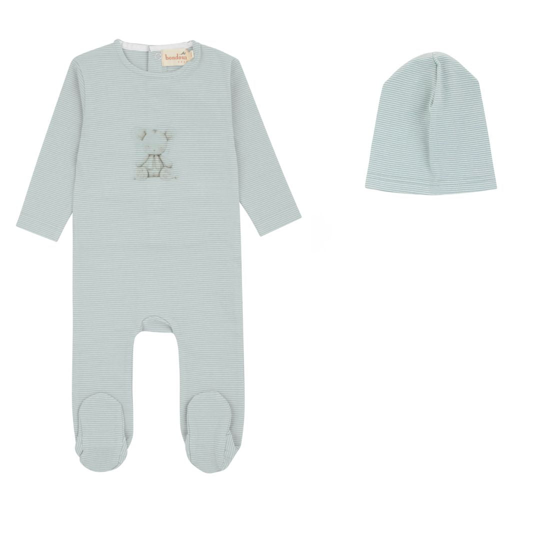 Bondoux Striped Footie & Hat (girl)