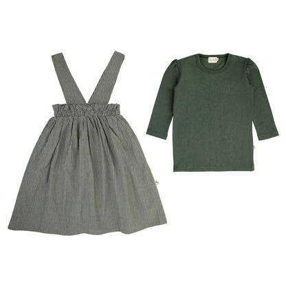 Bondoux Pin-Striped Girls Dress 3/4 Sleeve