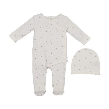 Maniere Bow Wrap Footie And Beanie